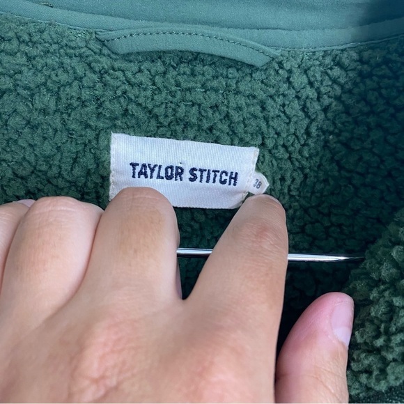 Taylor Stitch Trucker Sherpa Fleece Jacket Green Full Zip Sz‎ 38 - Picture 2 of 7